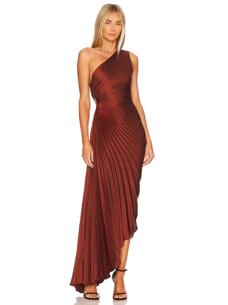 A.L.C. Delfina Pleated One Shoulder Cutout Dress Size 2